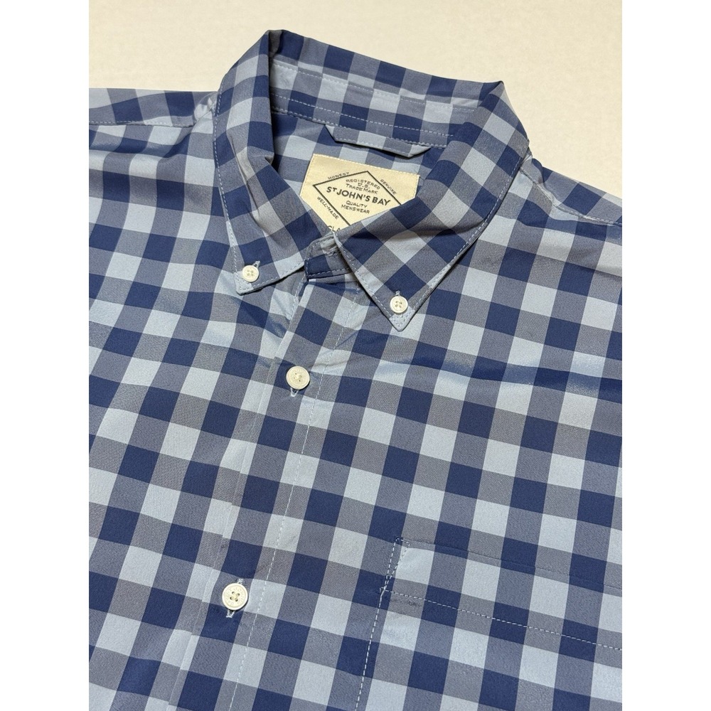 St John's Bay Men's Big And Tall Long Sleeve Shirt Size Large Plaid Button Front